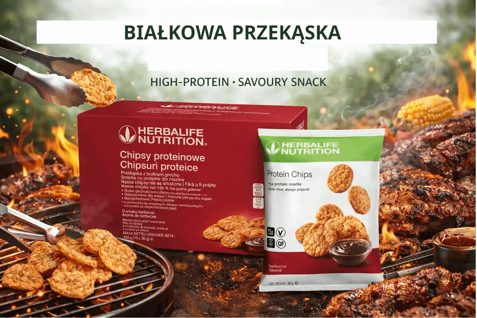 Herbalife Chipsy proteinowe o smaku barbecue (10x30g)