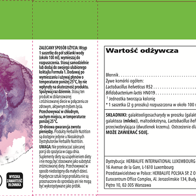 herbalife microbiotic max mikrobiom jelitowy o smaku waniliowym (20x2g)