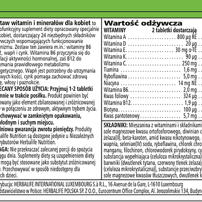 herbalife f2 zestaw witamin i minerałów dla kobiet 60 tab.